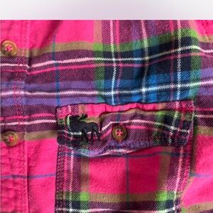 Vtg Y2K Abercrombie & Fitch Women's Plaid Button Down - Pink and Blue